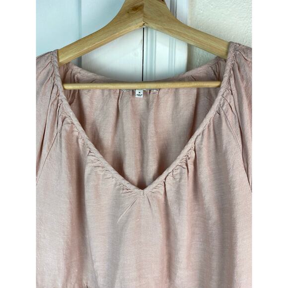 Madewell Lorelei M Dusty Pink Tiered Linen Blend Mini Shift Dress - Picture 3 of 8